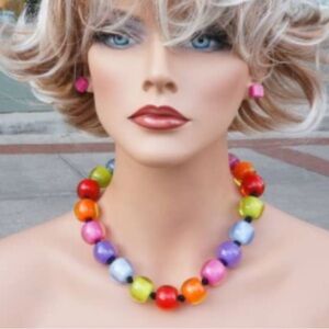 Vibrant Multicolor Beaded Necklace by ZSISKA